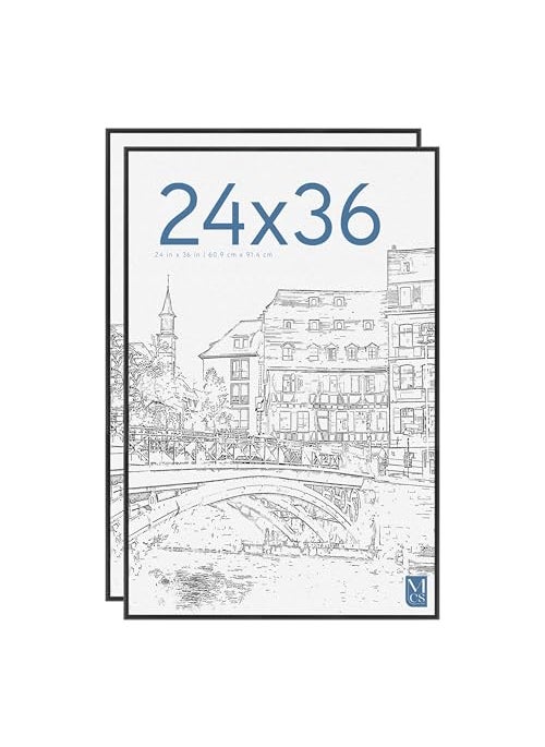 MCS MCS Original Poster Frame 24x36 Black Lightweight Vertical  Horizontal Wall Hanging Large Picture Frame for Posters Art Prints  Gallery Wall 2Pack 