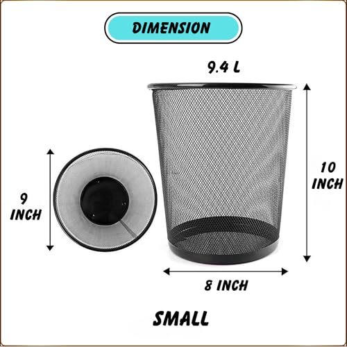 VeleSolv (Pack Of 2 Metal Mesh Open-Top Dustbin For Office Use & Home/Multipurpose (Small, Black) - Image 2