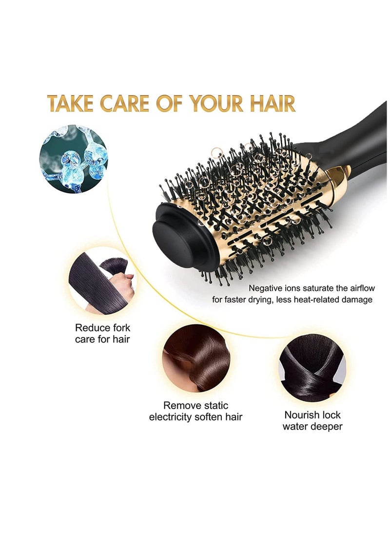 ENZO - One-Step Hair Dryer Brush For Styling and Frizz Control Negative Ionic Hot Air Brush Volumizer Ceramic Coating Gold - Image 1