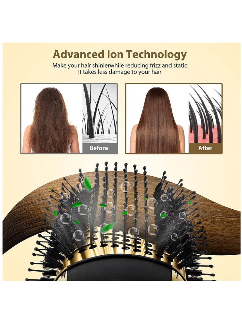 ENZO - One-Step Hair Dryer Brush For Styling and Frizz Control Negative Ionic Hot Air Brush Volumizer Ceramic Coating Gold - Image 1