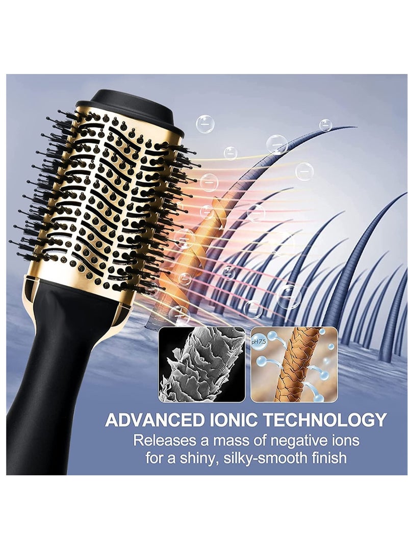 ENZO - One-Step Hair Dryer Brush For Styling and Frizz Control Negative Ionic Hot Air Brush Volumizer Ceramic Coating Gold - Image 1