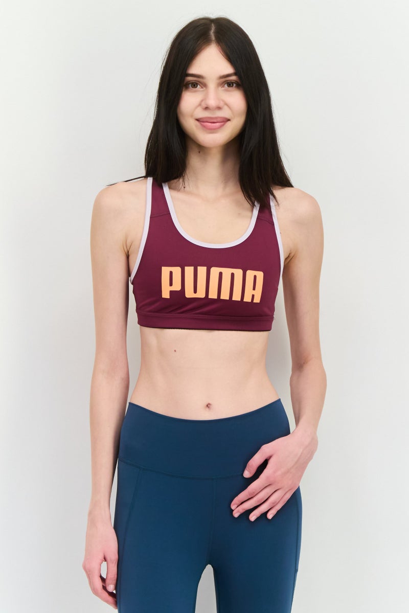 PUMA Women Brand Logo Non Padded Sports Bra, Grape - Image 1