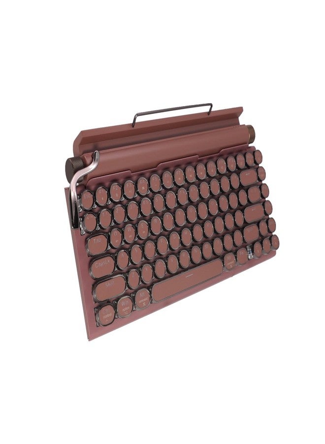 Adventurers Retro Typewriter-Style Mechanical Keyboard, 83 Keys, 75% Compact Layout, Bluetooth 5.0 and Wired, Hot-Swappable Blue Switch, White Backlit for Windows/Mac/iPad/PC/Laptop (Rosewood Red) - Image 1