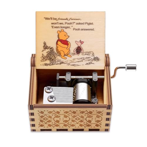 Muzero Gift for Friend Sister Pooh Music Box, Wooden Music Box Long Distance Friendship Gifts for Friends BFF Bestie Coworkers Boyfriend Christmas Birthday Anniversary Play You are My Sunshine - Image 1