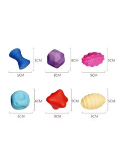 MUMS PLANET Silicone High Quality Baby Squeeze Balls Toys With Multi Different Shapes Of Colorful Balls Add Entertaining For Kids Set Of 6 Pieces - Multi Color  - Image 2