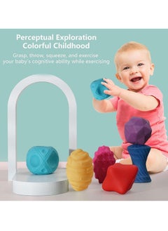 MUMS PLANET Silicone High Quality Baby Squeeze Balls Toys With Multi Different Shapes Of Colorful Balls Add Entertaining For Kids Set Of 6 Pieces - Multi Color  - Image 5