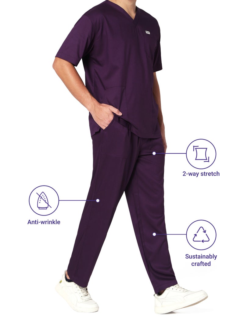 KNYA بدلة طبية رجالية من KNYA Ecoflex Lite Active، بخمسة جيوب، قابلة للتمدد في اتجاهين، للأطباء (لون خمري، مقاس 2XL) - Image 5