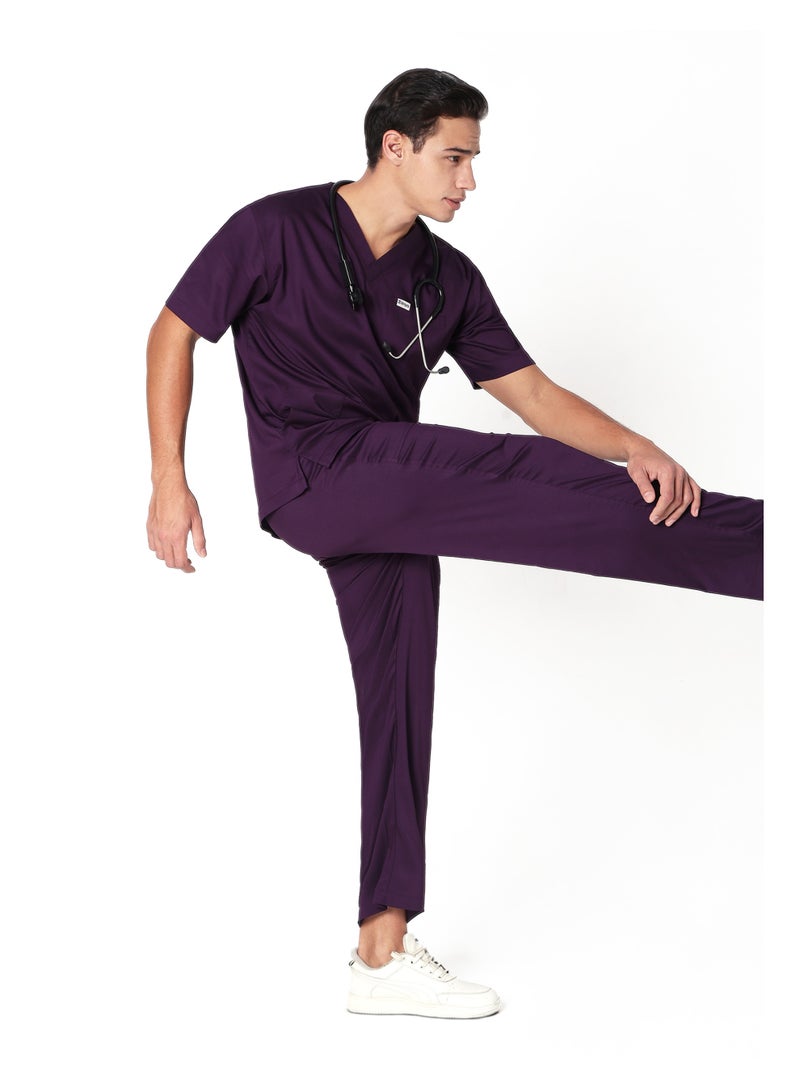 KNYA بدلة طبية رجالية من KNYA Ecoflex Lite Active، بخمسة جيوب، قابلة للتمدد في اتجاهين، للأطباء (لون خمري، مقاس 2XL) - Image 1