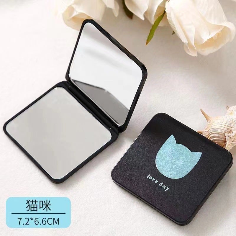 Rose Small Mirror Double-Sided Makeup Mirror For Girls Portable Foldableing Mirror Mini Flip Magnifying Makeup Mirror Square Mirror - Image 1