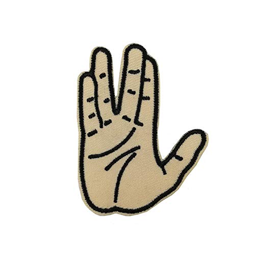 Cute-Patch Spock Vulcan Salute Meme Embroidered Iron on sew on Patch Hat Deco Pin Live Long and Prosper - Image 1