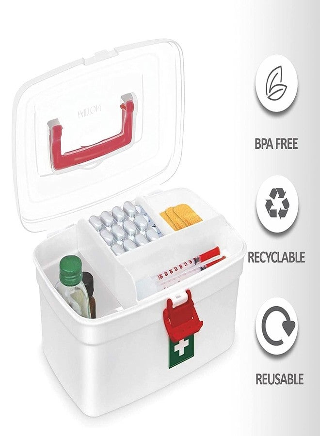KRUPAVI Plastic Medicine Box, First Aid Box, Detachable Tray with Handle, Emergency Indoor Outdoor Medical Utility Cabinet Organizer, Transparent, Portable & Lockable Container (Multi) - Image 4