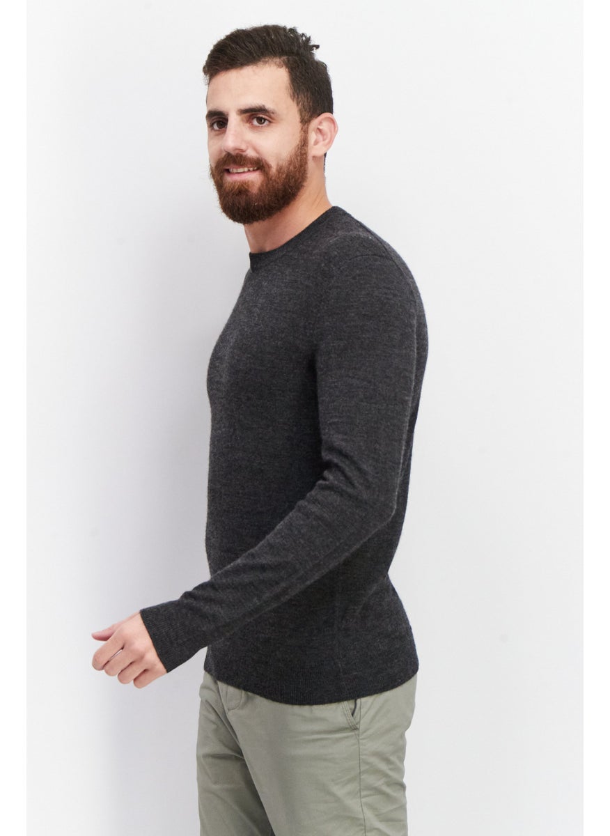 Club Room - Men Crew Neck Knitted Sweater, Charcoal Heather - Image 1