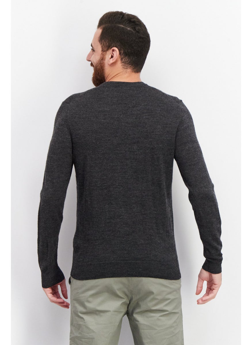 Club Room - Men Crew Neck Knitted Sweater, Charcoal Heather - Image 1