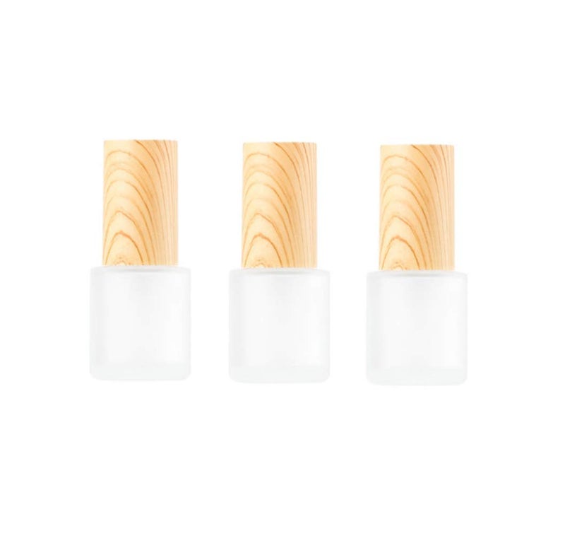 3Pcs 20ml 07oz Matte Glass Pump Bottles Travel Pump Bottle Lotion Bottle Travel Container Soap Dispenser Toiletries Bottle Containers with Wood Grain Lid for Shampoo Cream Liquid Essential Oils