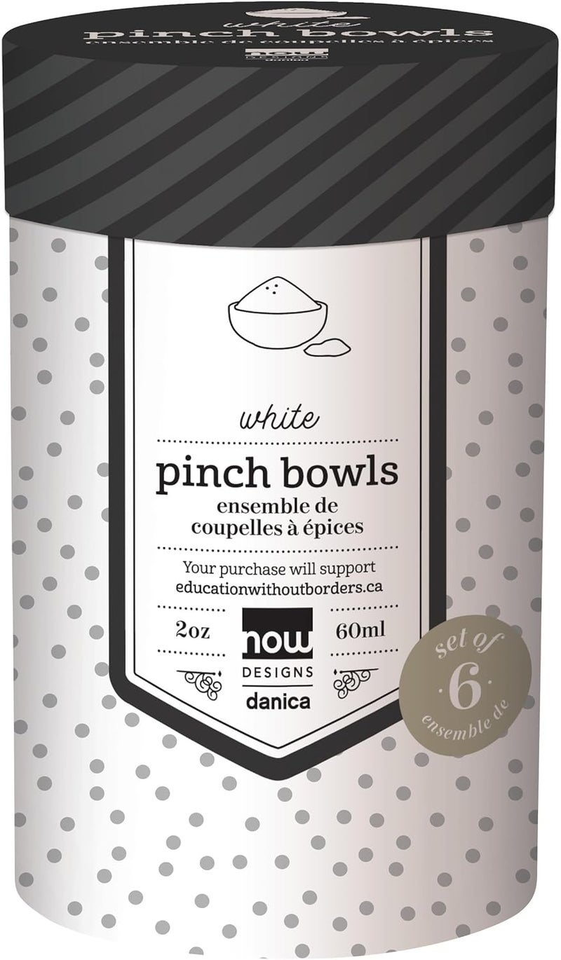 Now Designs White Ceramic Pinch Bowl Set Soy Sauce Dish Set of 6 2 oz - Image 3