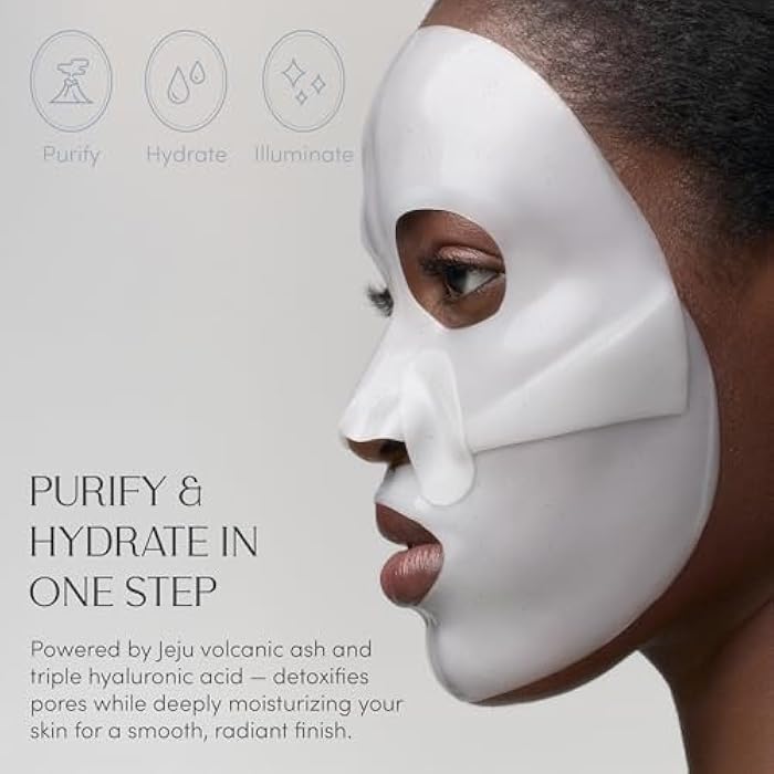 NUNA Volcanic Ash Hydrogel Face Masks – Korean Detox & Deep Hydrating Mask with Hyaluronic Acid, Ceramides, Panthenol – Overnight Moisturizing, Soothing + Purifying Care for Sensitive Skin, 7 Sheets - Image 5