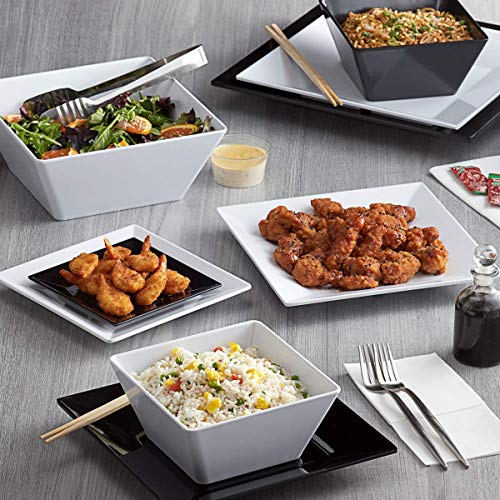 SkyKey Solid Melamine Square Big Serving Bowl (Size 10'' inch & 4.5 L Capacity, White), Pack of 2 - Image 1