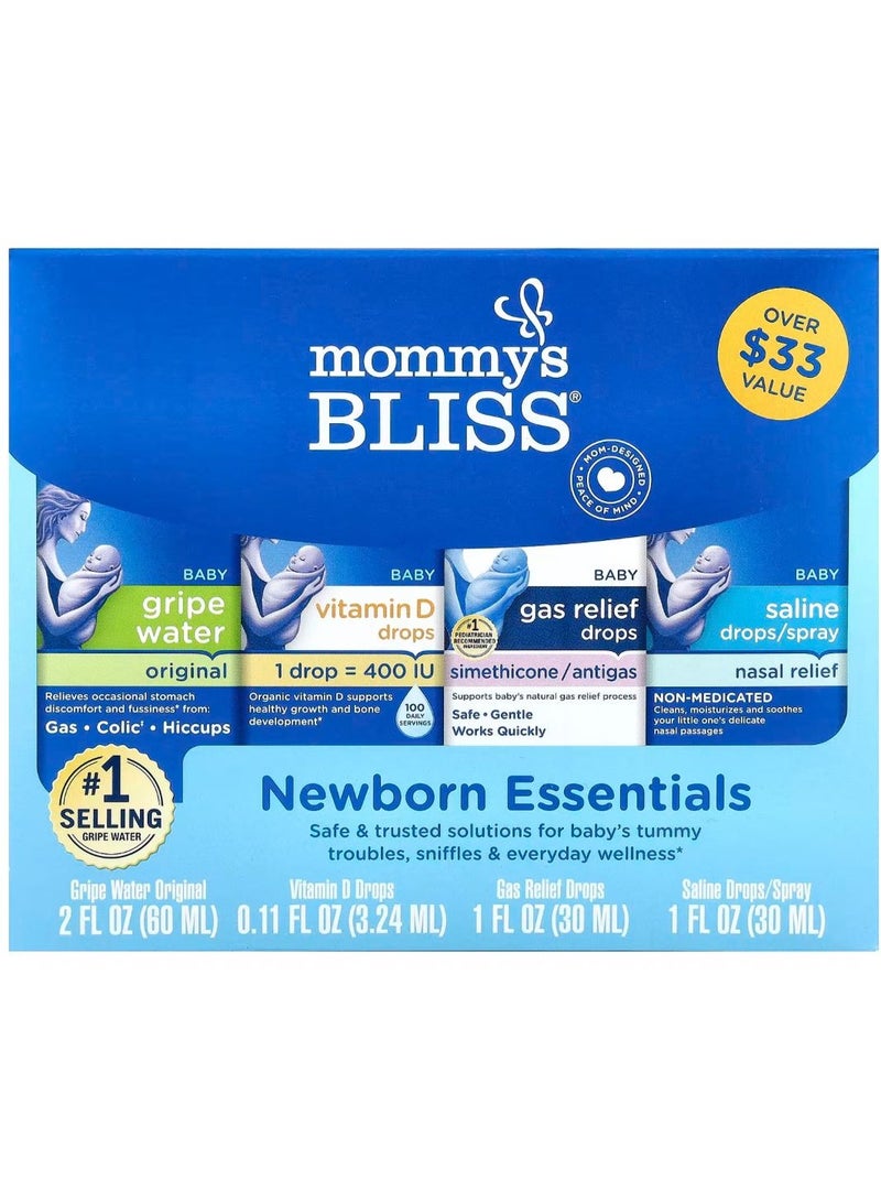 Mommy's Bliss Newborn Essentials Gift Set, Includes Gripe Water, Baby Vitamin D / Gas Drops and Gentle Saline Drops/Spray - Image 1