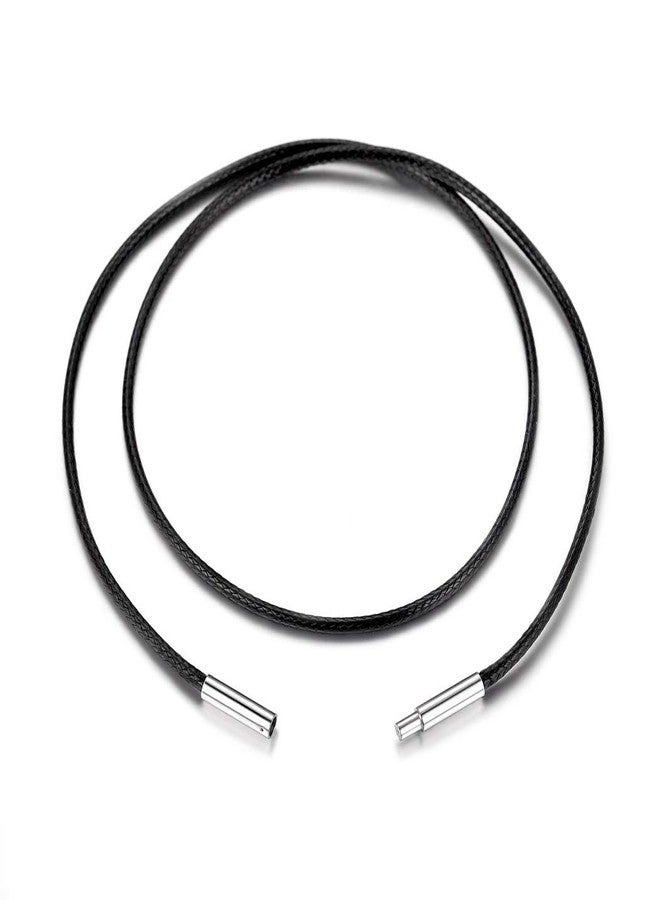 Suplight Black Wax Cord Necklace 2mm for Men & Women, Leather Braided Rope Chain with Stainless Steel Clasp, Collar Choker Necklace Waterproof Woven Wax Rope Chain for Pendantor Women 16" - Image 4
