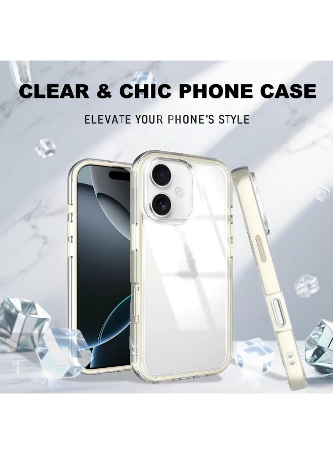 Clear Case for iPhone 16 – Shockproof Soft TPU Bumper Frame with Flexible Transparent Back, Crystle Pastel, Customizable with Kawaii Korean Bear Epoxy Resin Stickers (Creamy White & Korean Bear Epoxy Resin Stickers) - Image 3