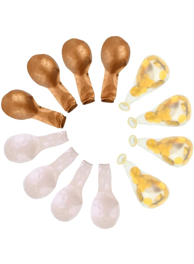 Party Time Set Of 12 Latex Confetti Balloons For Birthday Wedding Christening And Themed Party Decorations White & Gold Latex & Gold Confetti Balloons 12 Inches - Image 2