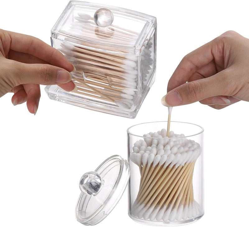 تي بيست ماكس حامل أعواد القطن البلاستيكي ، حاوية حمام، موزع كرات القطن/أعواد الأذن بحجم 10/7 أونصة، منظم جرة صيدلانية للتخزين، 3 قطع - Image 2