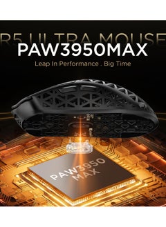 هجوم القرش ماوس ألعاب لاسلكي R5Ultra 8K من ألياف الكربون بدقة 42000 نقطة في البوصة - مستشعر PAW3950 MAX - وزن خفيف للغاية 39 جرام - Nordic52840 - ماوس سلكي/بلوتوث/لاسلكي قابل للبرمجة بتردد 2.4 جيجاهرتز لأجهزة الكمبيوتر الشخصية/أجهزة ماك  - Image 3