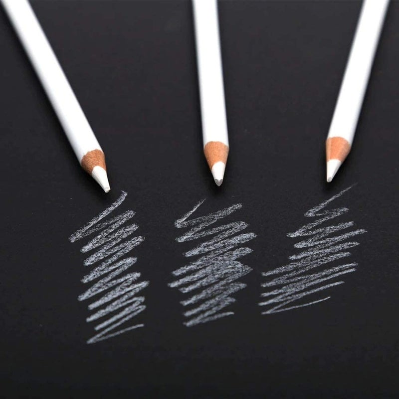 K KIRATIVEYOU K KIRATIVEYOU Woodless Charcoal Pencils Pack of 3 Medium for Fine and Crisp Detailed Sketching, Drawing, Shading, Perfect for Beginners, Professionals and Artists (White)  - Image 5