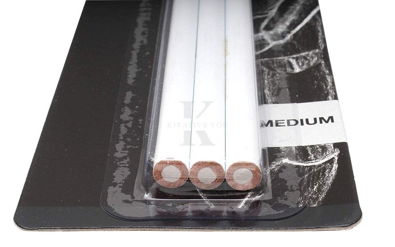 K KIRATIVEYOU K KIRATIVEYOU Woodless Charcoal Pencils Pack of 3 Medium for Fine and Crisp Detailed Sketching, Drawing, Shading, Perfect for Beginners, Professionals and Artists (White)  - Image 3