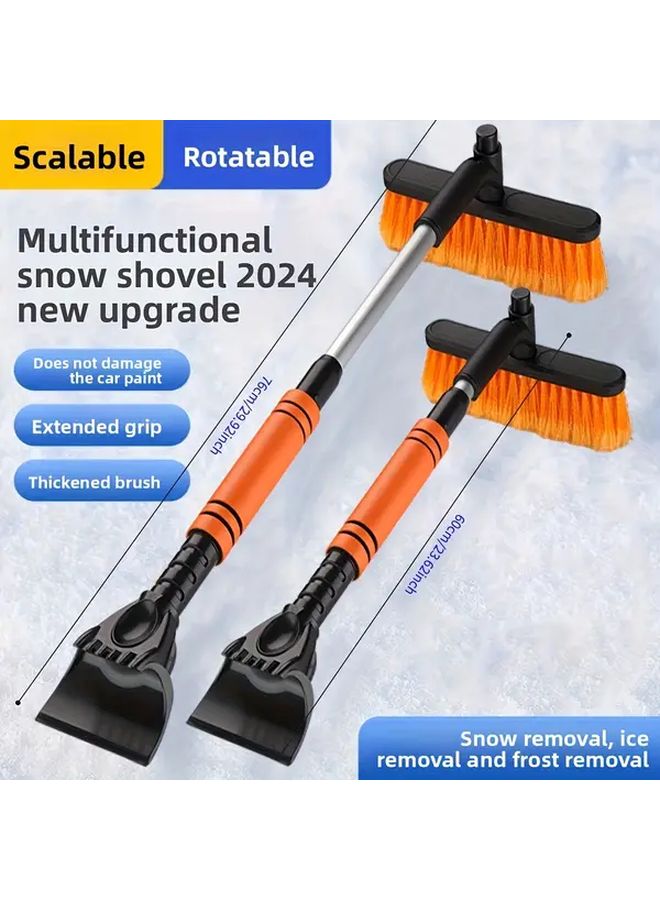 1pc Heavy Duty Snow Shovel Ice Scraper Dual Aluminum Brush Retractable Car Deicer - Image 2