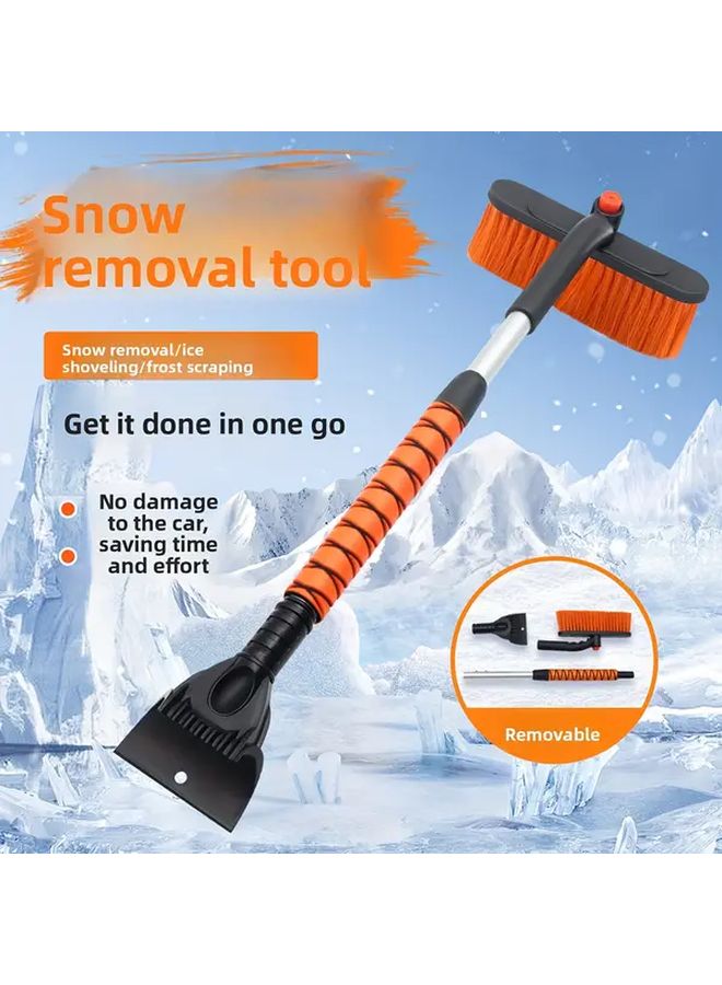 1pc Heavy Duty Snow Shovel Ice Scraper Dual Aluminum Brush Retractable Car Deicer - Image 5