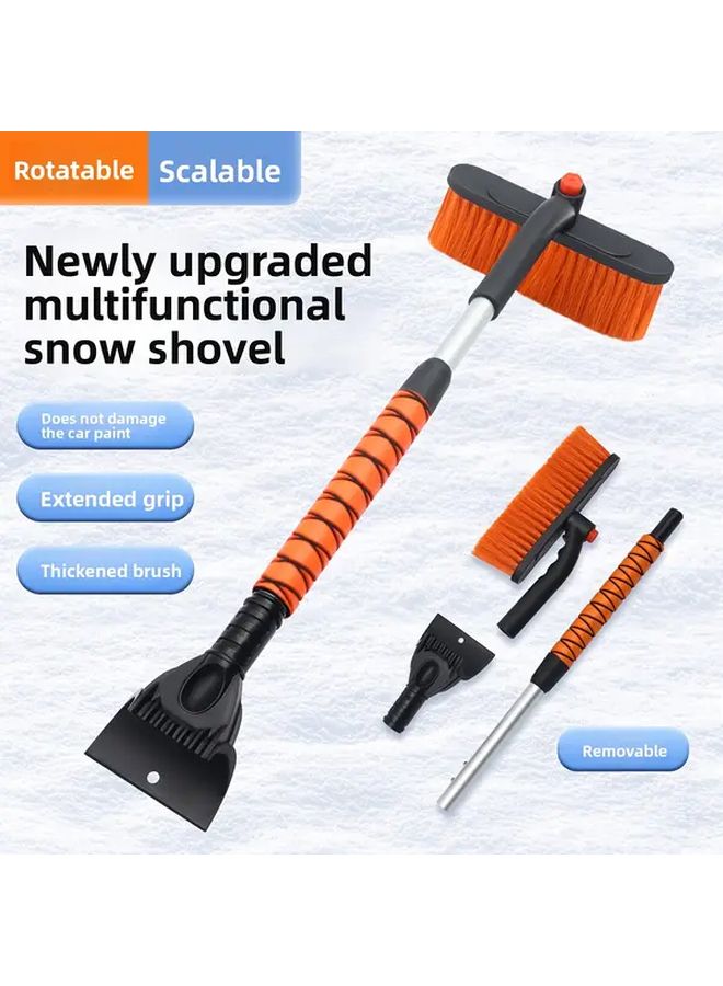 1pc Heavy Duty Snow Shovel Ice Scraper Dual Aluminum Brush Retractable Car Deicer - Image 3