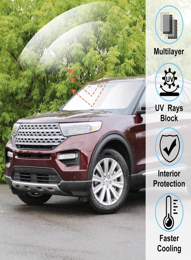 LHFLIVE Custom Front Windshield Sunshade Fit for 2020-2024 Ford Explorer SUV, ST XLT, Limited, Platinum Accessories Foldable Sun Visor Protector Keep Car Cool - Image 2