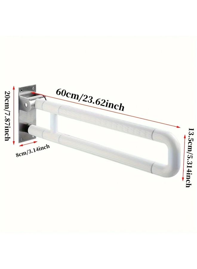1pc Adjustable Stainless Steel Toilet Grab Bar 660lb Capacity Wall Mounted Handrail White - Image 2