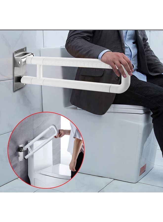 1pc Adjustable Stainless Steel Toilet Grab Bar 660lb Capacity Wall Mounted Handrail White - Image 1