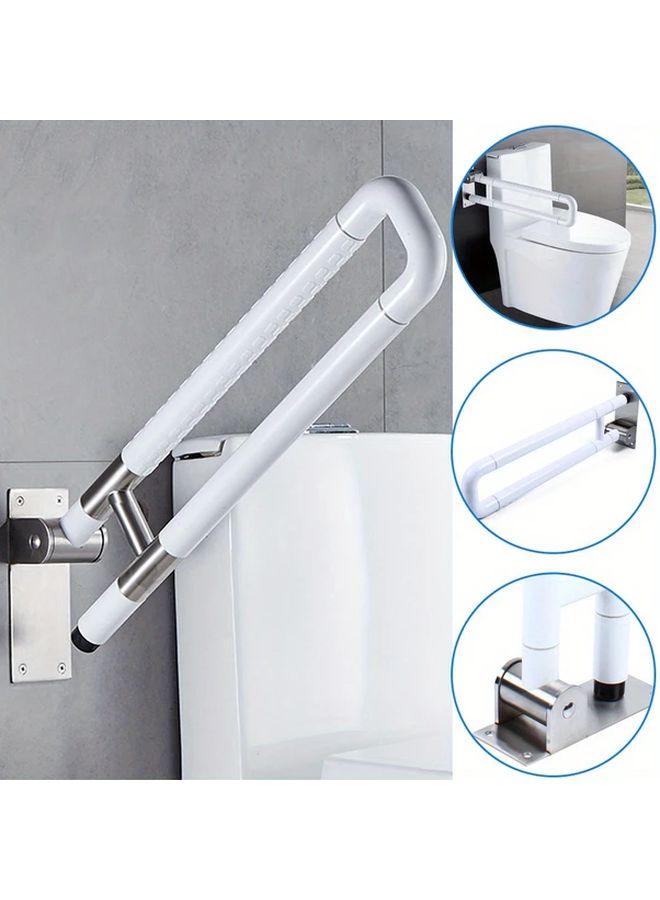 1pc Adjustable Stainless Steel Toilet Grab Bar 660lb Capacity Wall Mounted Handrail White - Image 3