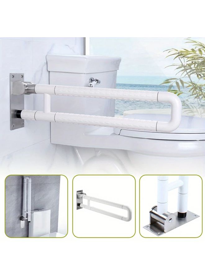 1pc Adjustable Stainless Steel Toilet Grab Bar 660lb Capacity Wall Mounted Handrail White - Image 5