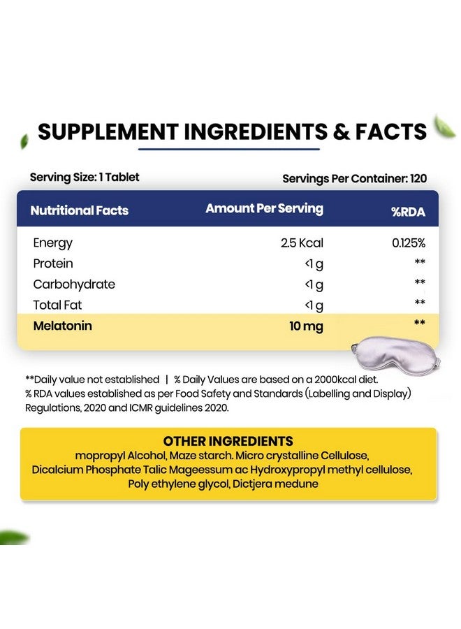 Himalayan organics ميلاتونين فلافدو من هيمالايا العضوية 10 ملغ لدورة نوم صحية | يساعد في تخفيف التوتر والقلق | تحسين التركيز | غير مسبب للإدمان (120 قرص)  - Image 2