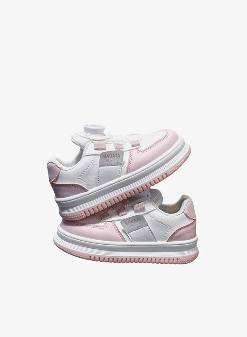 Babaya Girls Paneled Sneakers with Stretch Lace
