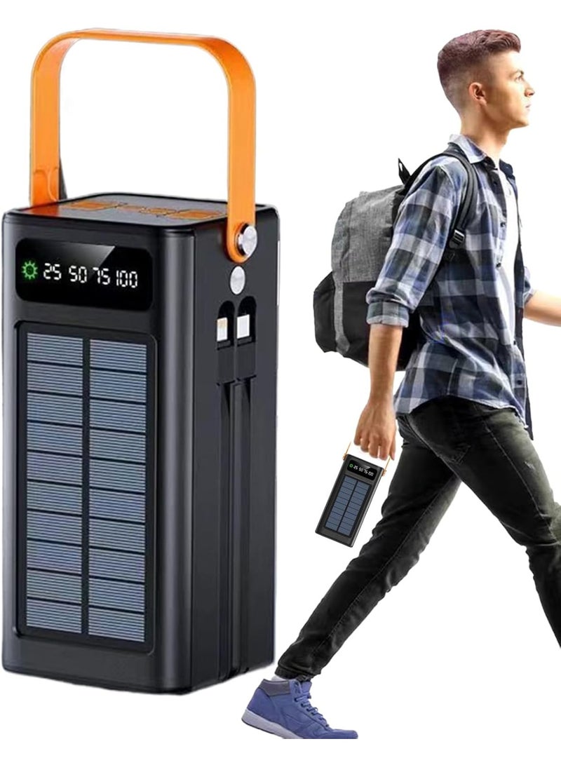 بنك طاقة شمسي بسعة 50000 مللي أمبير مع منفذي USB وشاشة LED وكابلات مدمجة - Image 1