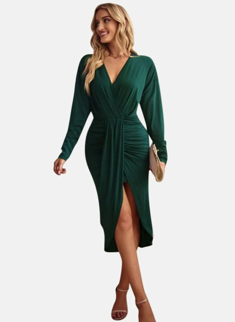 يونيكي Green Solid Sheath Midi Dress