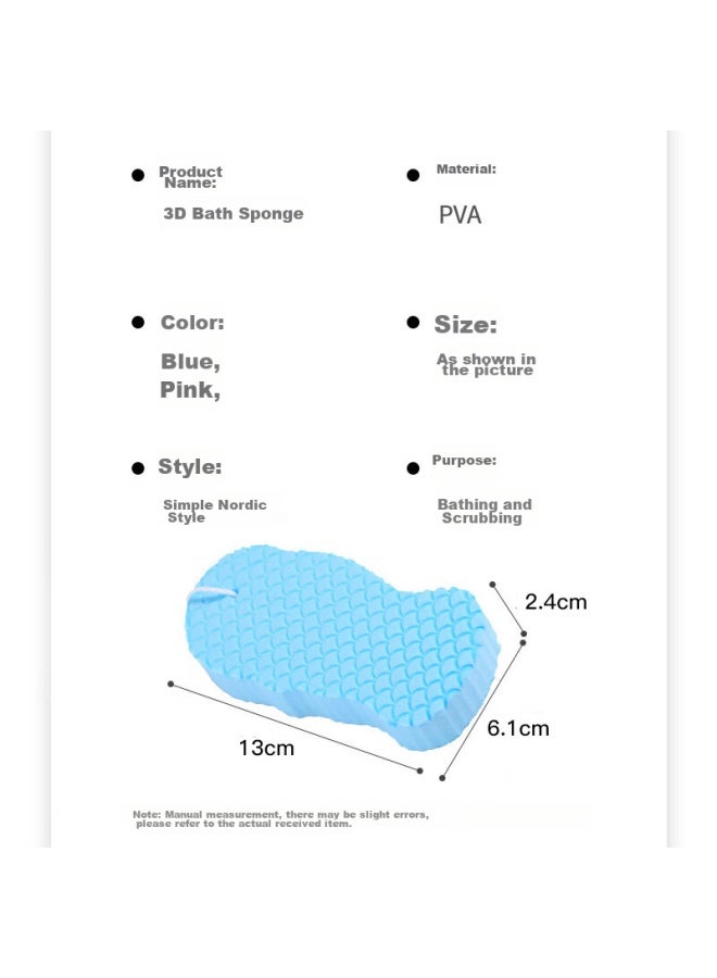 Zigman Cigeman Bath Scrubber, Exfoliating Sponge, Blue + Pink, 2-pack, For Adults, Babies, Children, Bathing, Exfoliating, Back Scrubbing, Powerful - Image 2