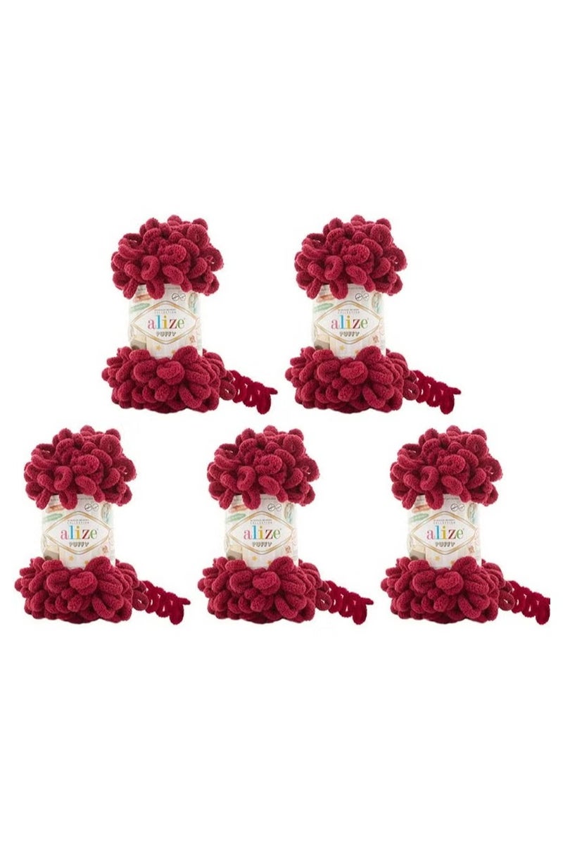 5 Pcs Alize Puffy 107 Micropolyester Hand Knitting Yarn For Blanket