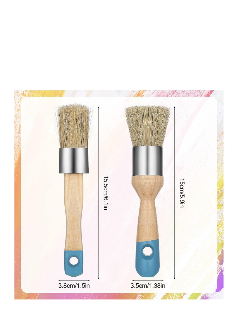 KASTWAVE 2 Pack Chalk Paint Brush Chalk and Wax Paint Brush Chalk Paint Tool for Furniture Reusable Flat and Round Chalked Paint Brush for Folk Art Home Décor Wood Projects Furniture Stencils - Image 2