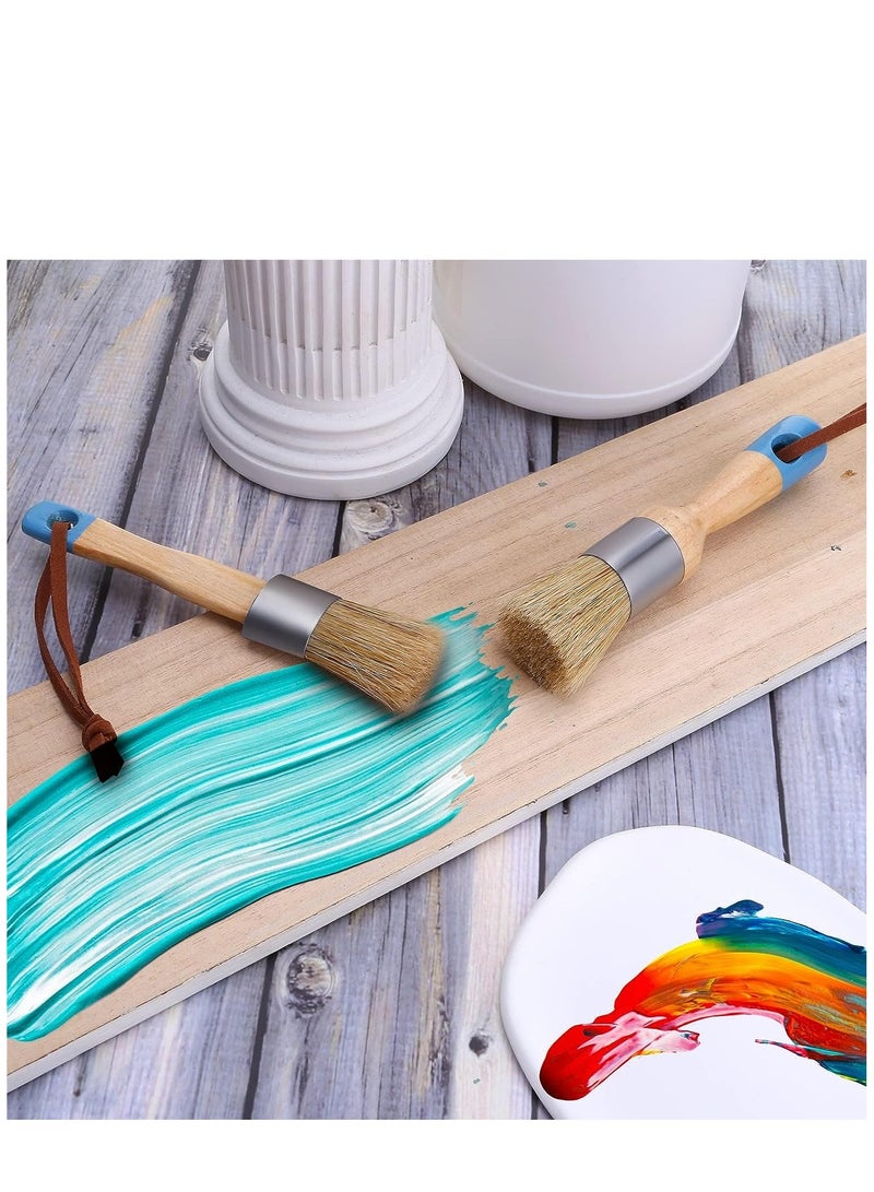 KASTWAVE 2 Pack Chalk Paint Brush Chalk and Wax Paint Brush Chalk Paint Tool for Furniture Reusable Flat and Round Chalked Paint Brush for Folk Art Home Décor Wood Projects Furniture Stencils - Image 4