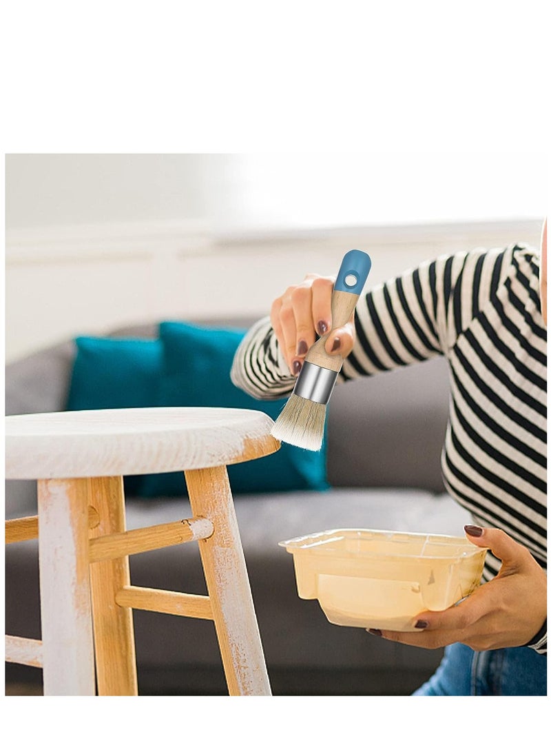 KASTWAVE 2 Pack Chalk Paint Brush Chalk and Wax Paint Brush Chalk Paint Tool for Furniture Reusable Flat and Round Chalked Paint Brush for Folk Art Home Décor Wood Projects Furniture Stencils - Image 3