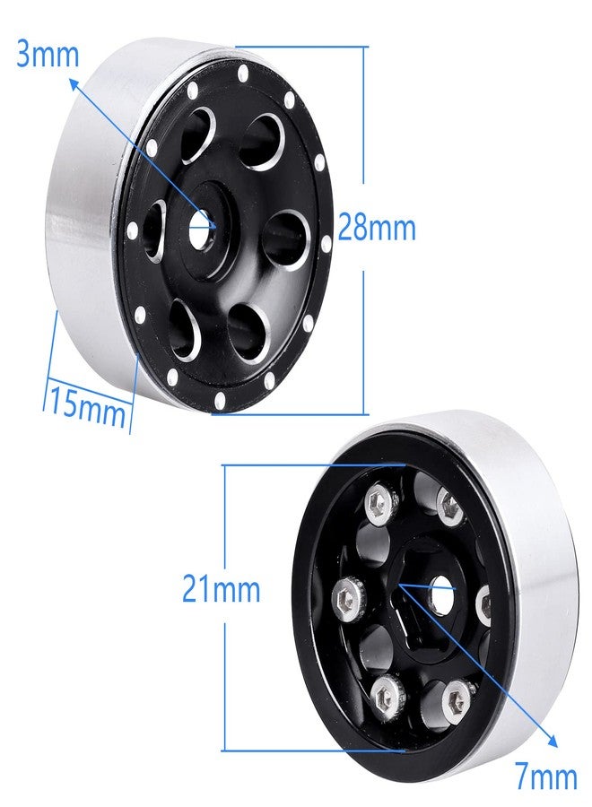 Hobbypark 4pcs 1.0 Beadlock Wheels Rims with Brass Wheel Weights Extended 7mm Hex Wheel Hubs for 1/24 RC Crawler Car Axial SCX24 Gladiator Bronco C10 Deadbolt Upgrades (Type C) - Image 3