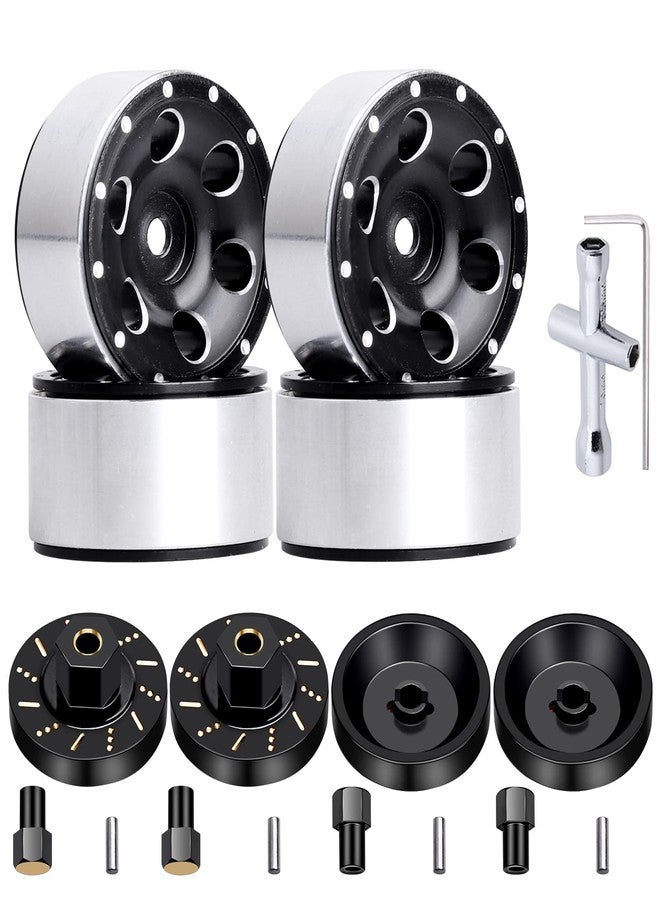 Hobbypark 4pcs 1.0 Beadlock Wheels Rims with Brass Wheel Weights Extended 7mm Hex Wheel Hubs for 1/24 RC Crawler Car Axial SCX24 Gladiator Bronco C10 Deadbolt Upgrades (Type C) - Image 1
