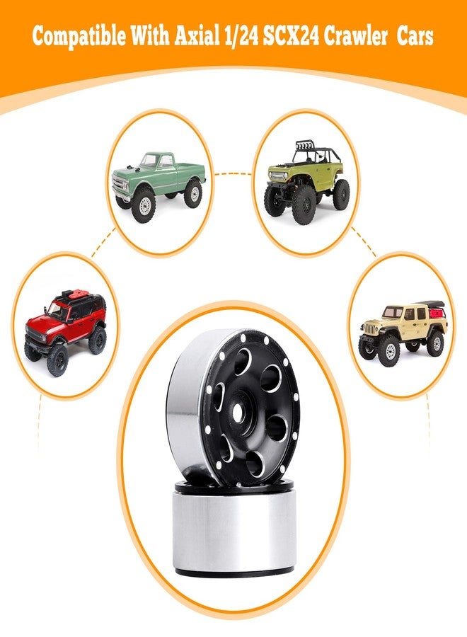 Hobbypark 4pcs 1.0 Beadlock Wheels Rims with Brass Wheel Weights Extended 7mm Hex Wheel Hubs for 1/24 RC Crawler Car Axial SCX24 Gladiator Bronco C10 Deadbolt Upgrades (Type C) - Image 2