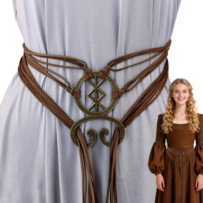 Pirekul Viking Costume Women Belt with Troll Cross - Medieval Renaissance Accessory for Viking, Ren Faire Halloween Cosplay - Image 1